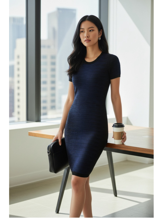 French Connection Dresses & Skirts - Women's French Connection Midi Dress Size 6 Blue Black